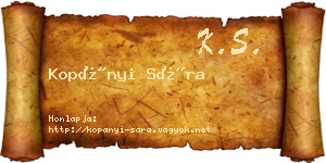 Kopányi Sára névjegykártya