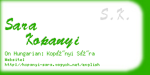 sara kopanyi business card